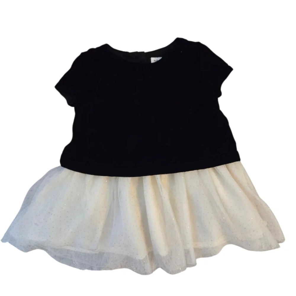 Baby Gap Elegant Velvet Black and Cream Tulle Kids Dress